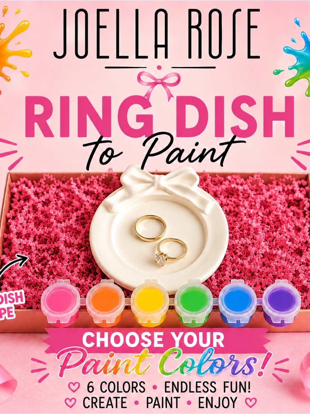Pink Ring Dish to Paint Kit - DIY Home Party Supplies